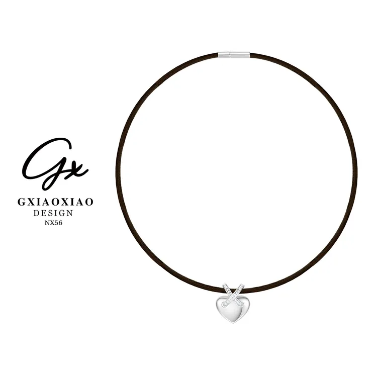 G XIAOXIAO 镀K金 气质时尚优雅简约百搭交叉爱心项链 NX56