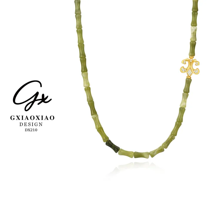 G XIAOXIAO 镀K金 高级设计师款中式复古竹节项链 DX210