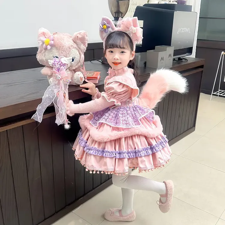 洛丽塔女童公主裙秋冬2024新款洋气儿童玲娜贝儿加厚女孩裙子女童