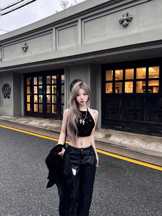 【LIANG~】小众辣妹露背吊带上衣性感纯欲修身休闲裤夏季新款时尚