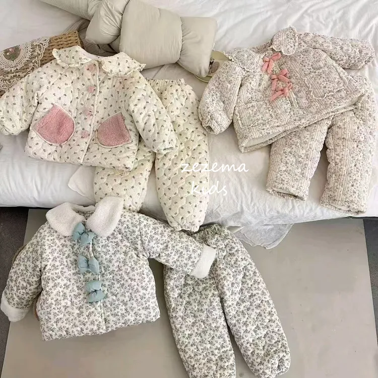 儿童睡衣冬季加厚三层夹棉冬款小女孩女童宝宝加绒加厚保暖家居服