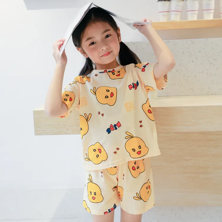 纯棉儿童家居服长袖家居服短袖睡衣七分袖睡衣A类纯棉中大童男女