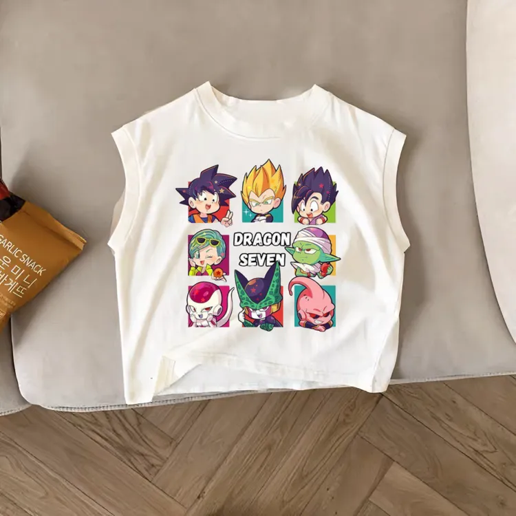 儿童夏季纯棉落肩背心吸汗透气休闲百搭男童卡通印花无袖打底衫潮