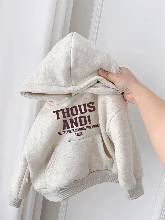 男女童加绒卫衣连帽2023秋冬新款中小童美式潮牌保暖外套儿童上衣