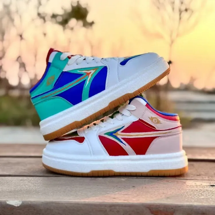 单飞燕秋冬新款高帮彩虹爆米花毽子鞋大白毽专用鞋保暖耐磨运动鞋