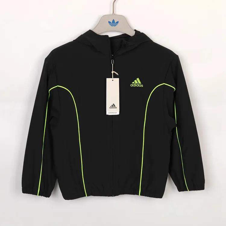 正品Adidas阿迪达斯中大童少年春运动休闲轻薄梭织夹克外套IQ1276