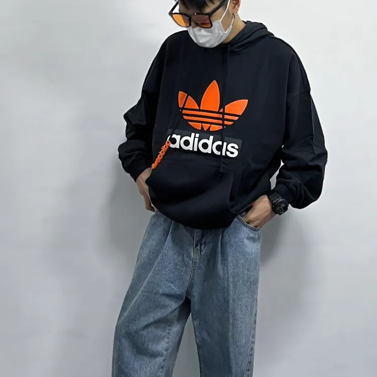Adidas三叶草经典运动休闲时尚百搭连帽套头衫卫衣帽衫H09354