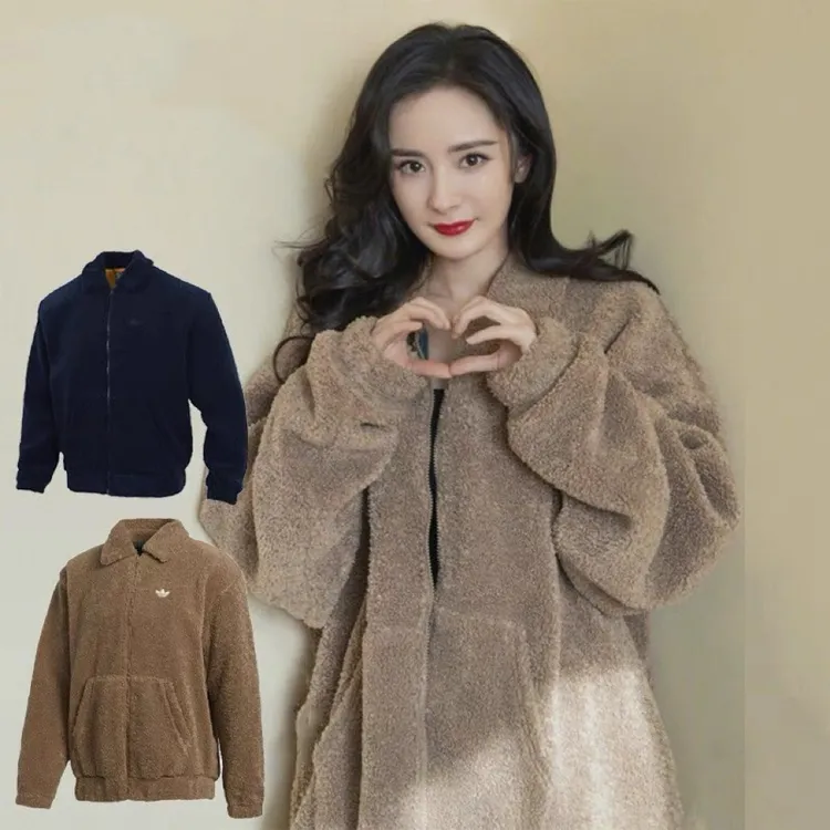 （直播断码专属）Adidas三叶草 秋休闲时尚百搭羊羔毛保暖夹克外套