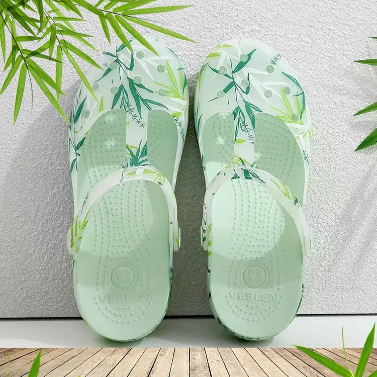 【夏日清凉田园风】2024新款清新花色竹子款防滑防臭舒适厚底洞洞鞋