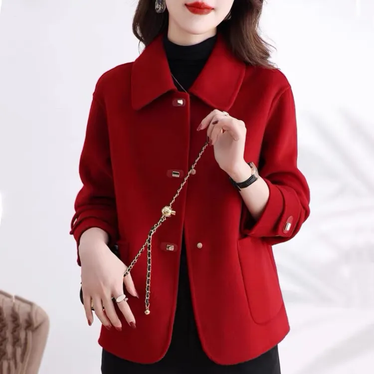 双面呢大衣女短款2024春秋新款高级感双面绒显瘦洋气减龄毛呢外套