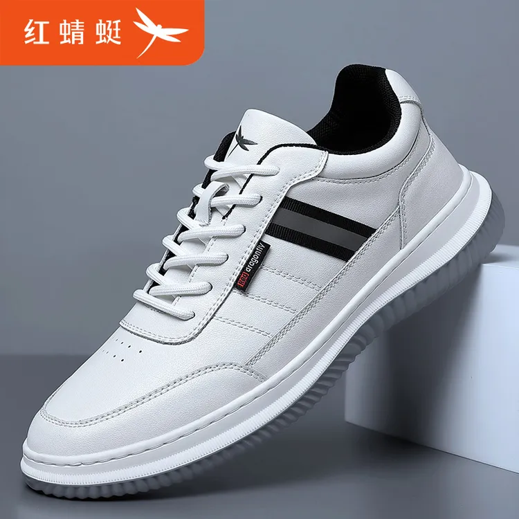 红蜻蜓男鞋新款加绒休闲皮鞋男运动休闲鞋子百搭小白鞋男C0227001商品图