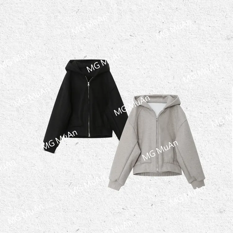 【太空连帽外套】muan定制高克重呢料简约宽松外套上衣女AL-3373