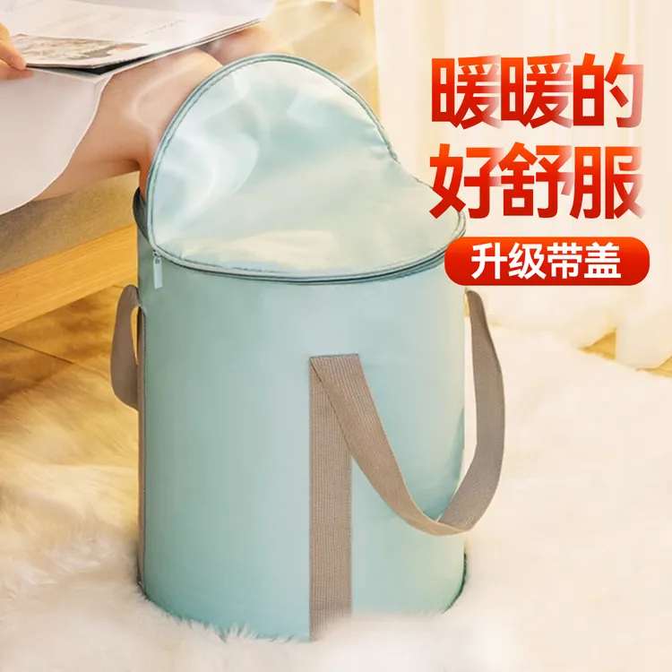 小米妈妈可折叠足浴盆家用便携式按摩洗脚盆过小腿带盖泡脚桶便携