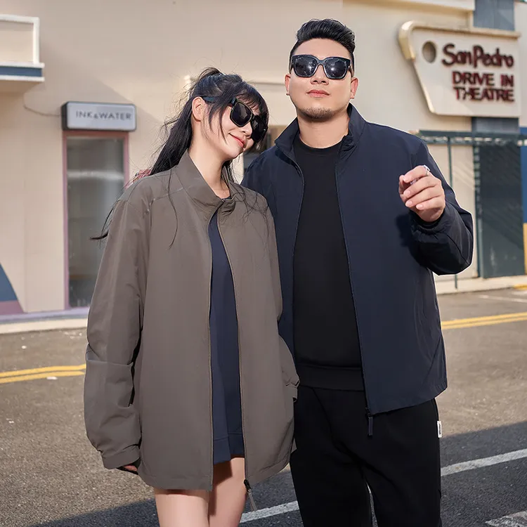 薄款胖子户外休闲大码男士外套春秋立领夹克飞行服加肥加大宽松款