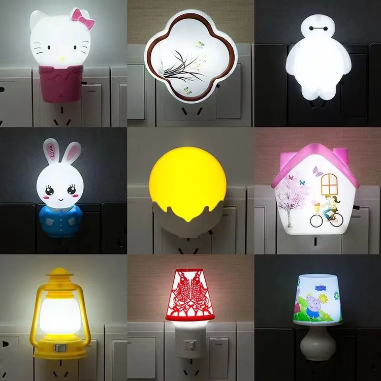 LED节能灯开关光控插座小夜灯睡眠夜用卧室床头壁灯插头夜光喂奶
