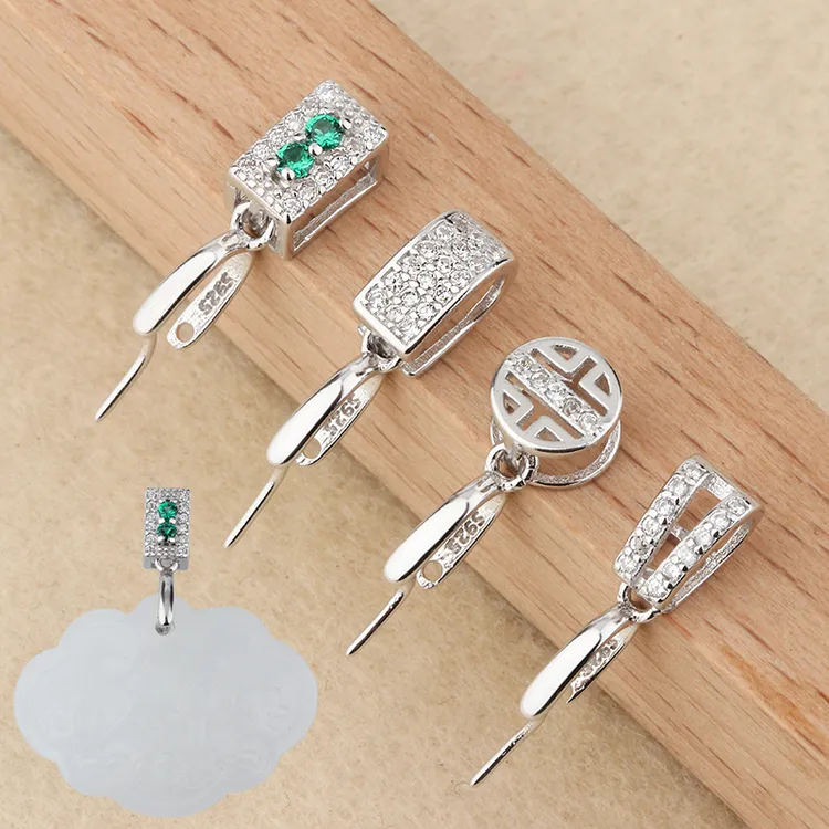 925银银制品 3-5mm挂坠扣头玉挂坠夹扣空托万能夹扣环连接扣时尚