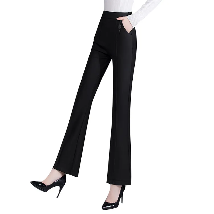 【品牌奥莱】丝柏舍2025春装新款女装微喇裤高腰长裤裤S03T6808K