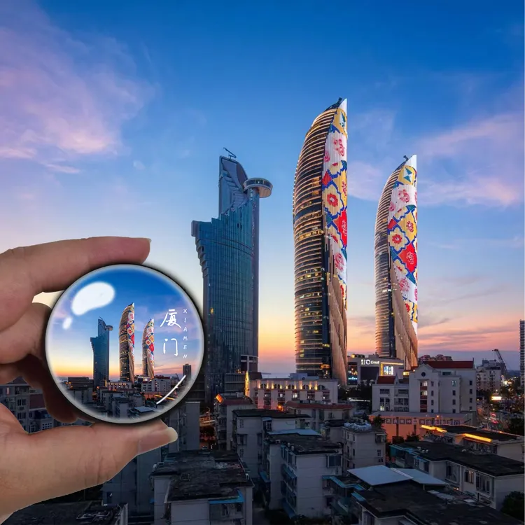 福建旅游纪念品水晶玻璃冰箱贴磁贴城市冰箱贴礼品风景区照片定制