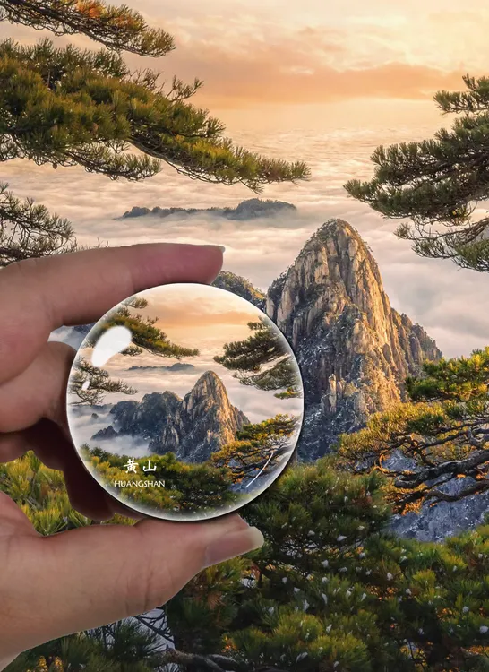安徽城市旅游景点纪念品水晶冰箱贴磁贴黄山宏村九华山风景区定制
