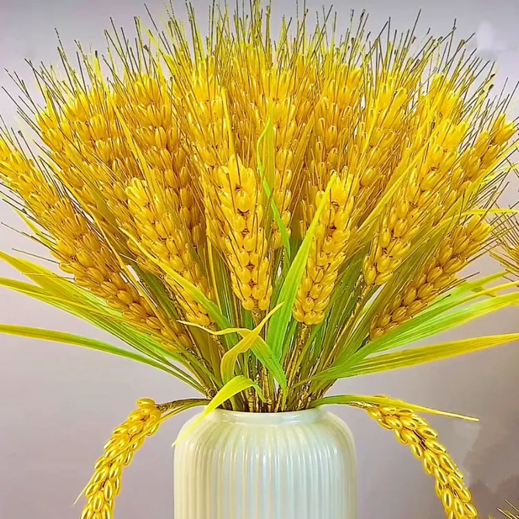 黄金麦穗花束材料包米粒珠子手工diy串珠麦穗仿真叶款送礼 摆件