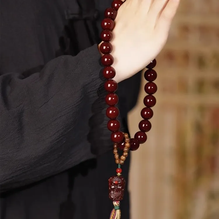 【九紫离火运】天然溏心老料白玉菩提根手串手持莎莎菩提手串108颗