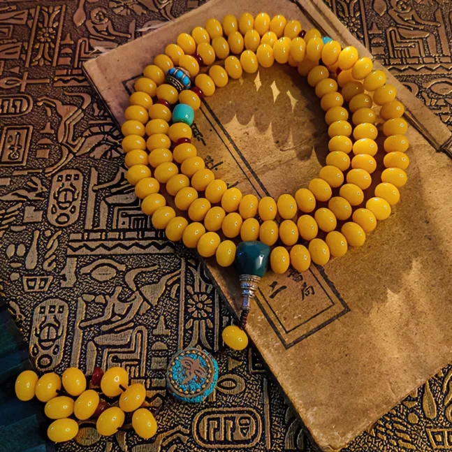 【招财进宝】天然原生态黄财米米菩提根108颗 菩提子盘玩手串8x10mm