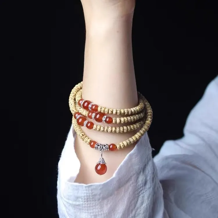 星月菩提手串绕指柔多圈海南原生态迷你菩提子鸡油菩提手串108颗