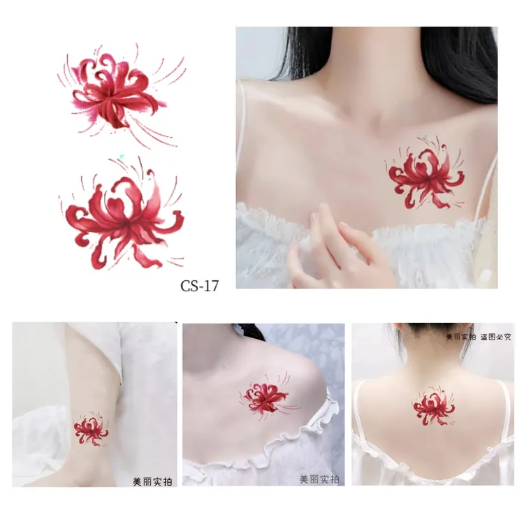 拍1发2【普通纹身贴*新款彼岸花CS-17款】10*15cm美丽  实拍 简单看