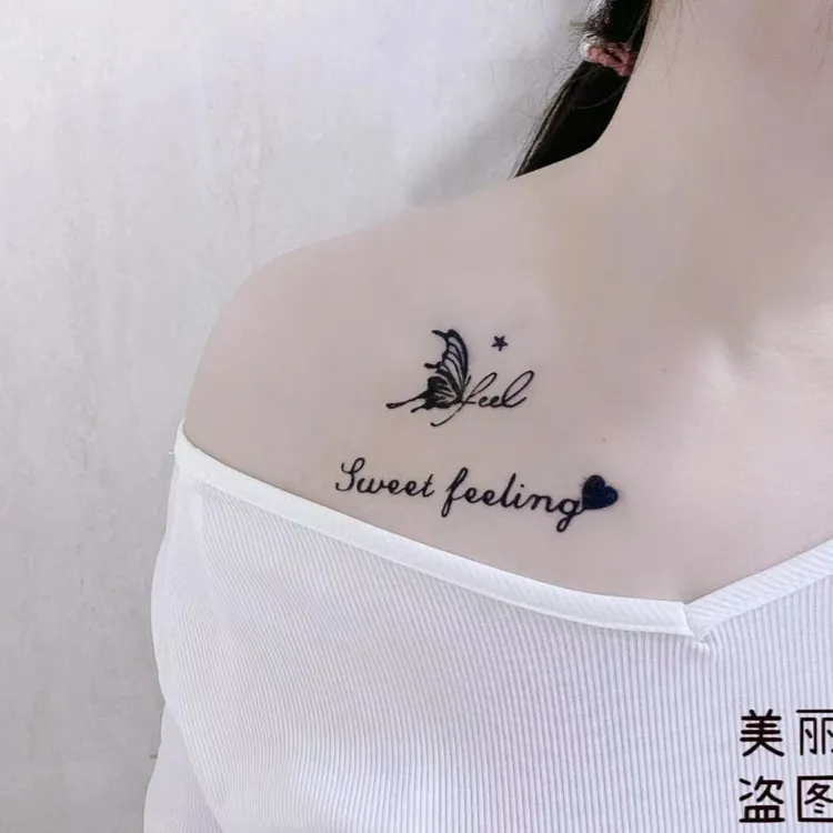 【草本贴纸GZ-159/M10款字母蝴蝶：甜甜的爱】防水 自然 耐磨 实拍