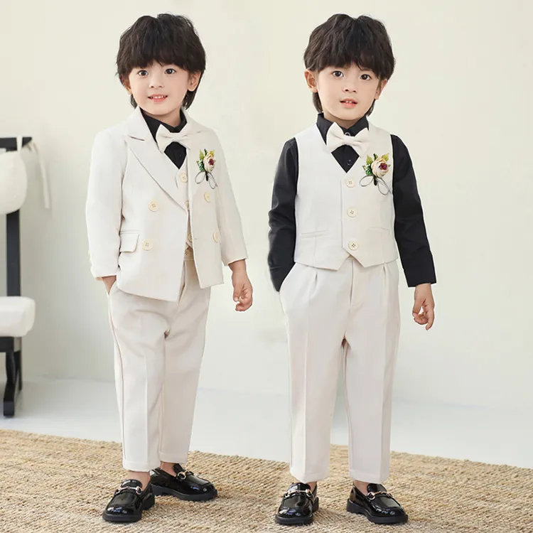 儿童休闲西服套装男童婚礼小花童礼服周岁生日小西装男童演出服