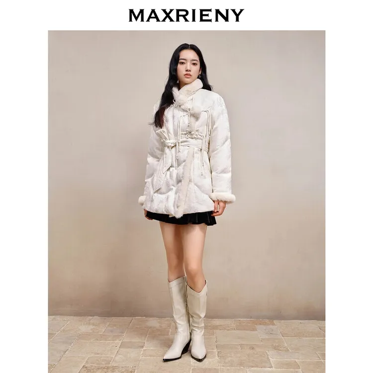 MAXRIENYMAXRIENY冬热力感冬季短款白色保暖时尚轻羽绒服