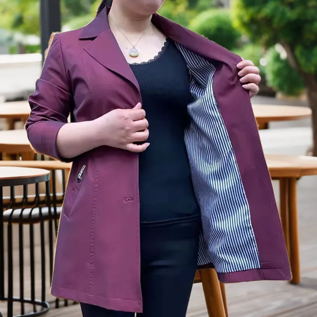 2025新款时尚气质小香风法式通勤外穿上衣大码女装中长款风衣外套