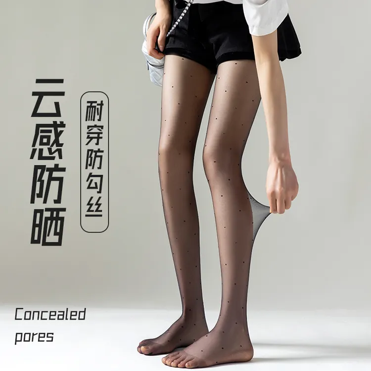 Miss Dlary波点0D高透黑色耐穿薄款勾丝不掉档光腿神器高透性感