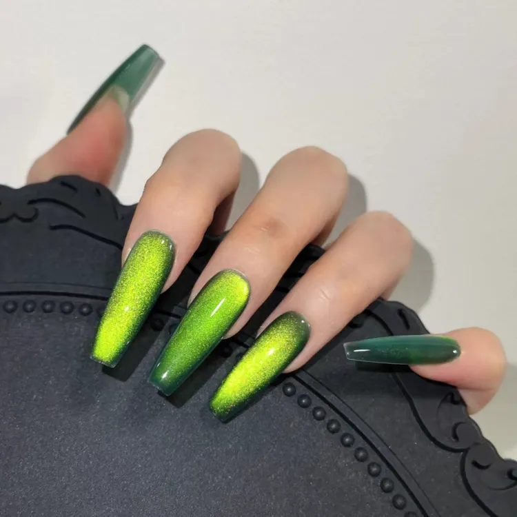 「B3不焦绿」高亮纯绿旺事业大玻璃珠猫眼纯手工穿戴甲型定制