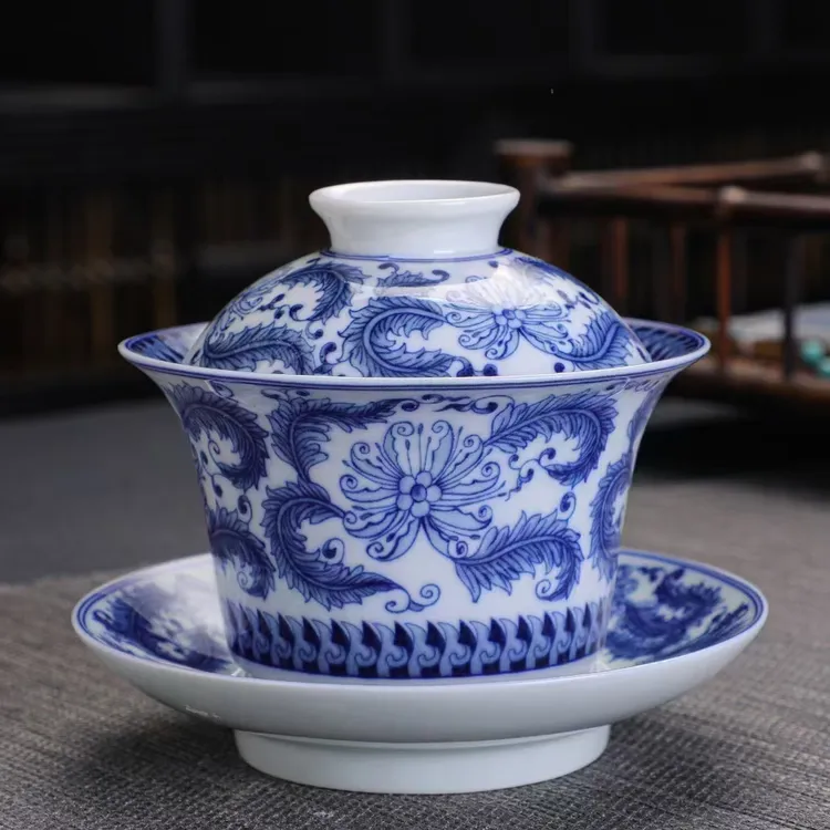 高档青花手绘陶瓷茶具套装，功夫茶陶瓷。办公室家用陶瓷青花陶瓷