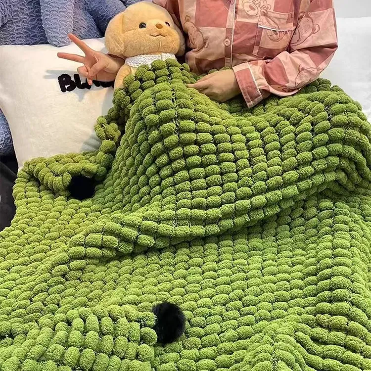 球球线毯子围巾手工diy材料包坐垫豆豆毛线编织盖毯沙发毯送女友