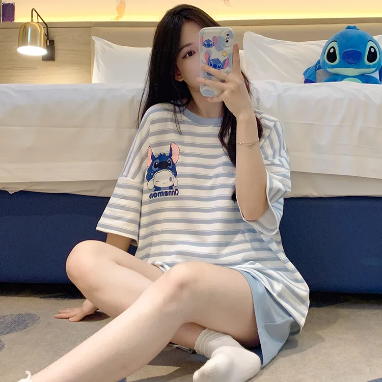 睡衣夏季短袖短裤青少年大童女孩初中学生高中生大学生休闲家居服