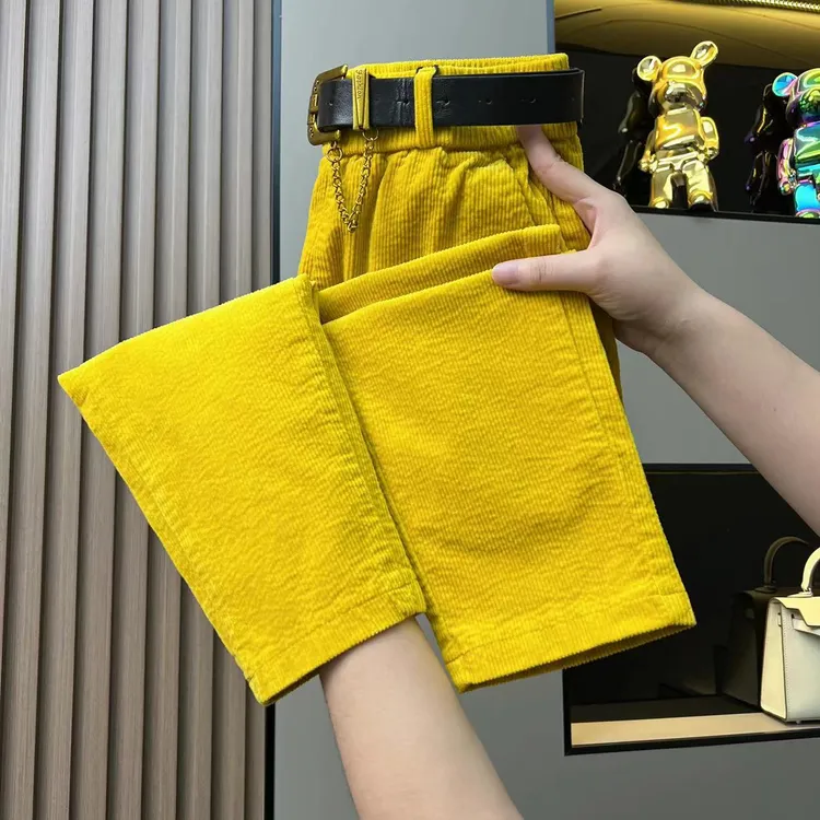 2024秋冬新款纯色灯芯绒时尚高腰显瘦老爹库百搭休闲哈伦裤716-琦