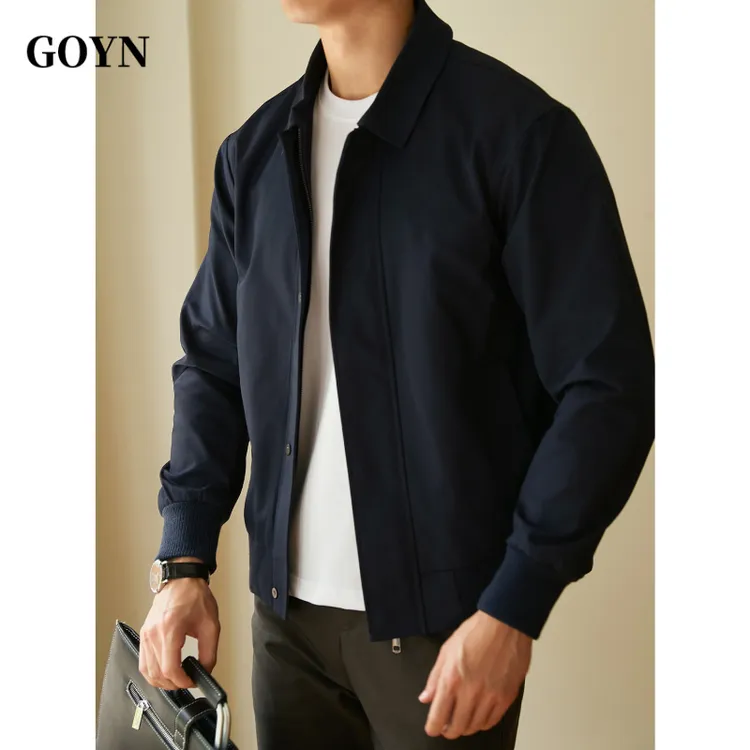 GOYN2024秋季潮流新款上衣时尚简约男装外套意式潮牌百搭翻领夹克