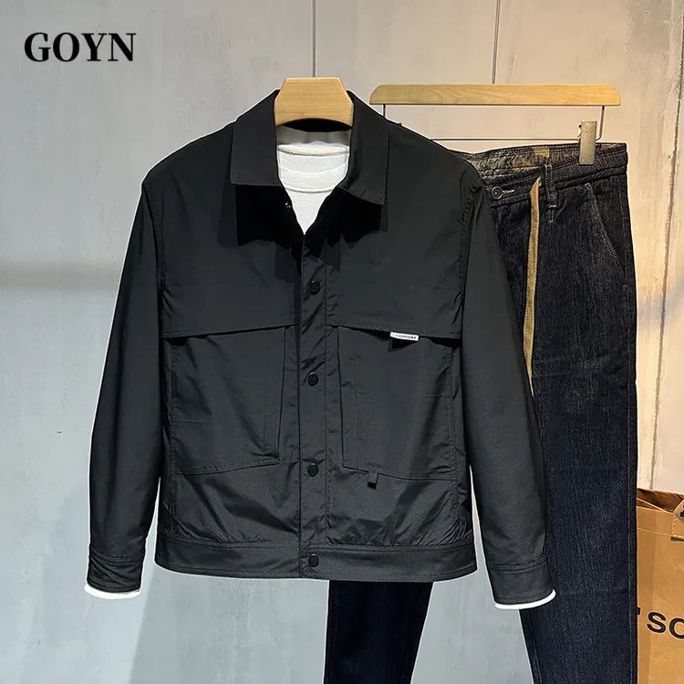 GOYN2024春秋新款时尚潮牌男士夹克韩版百搭修身工装休闲潮流外套