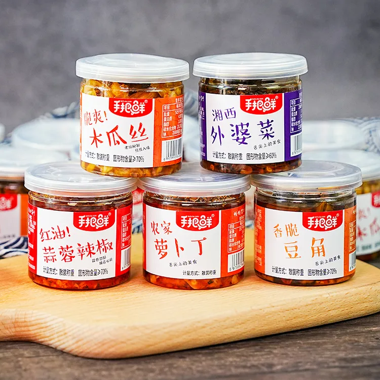 手把鲜罐装下饭菜脆木瓜丝外婆菜蒜蓉辣椒拌饭酱萝卜干酸豆角咸菜