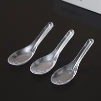 加厚一次性勺子硬质塑料汤勺冰粉勺外卖打包快餐饭勺透明水晶调羹