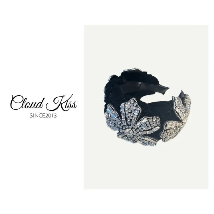 CLOUD KISS新款时尚气质欧美风亮闪闪重工满钻花朵发箍女F128