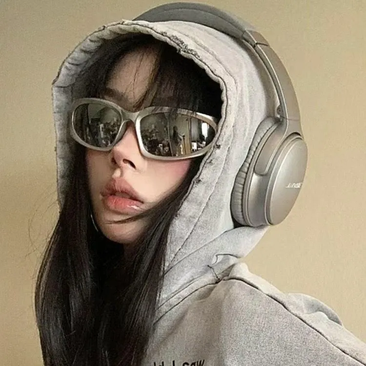 欧美风Y2K辣妹朋克墨镜赛博未来感运动街拍骑行眼镜复古太阳镜女