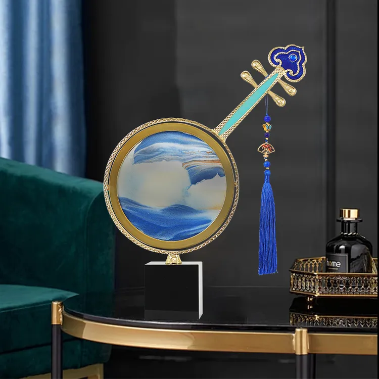 简约现代高档琵琶流沙画摆件玄关酒柜电视柜家居装饰品送乔迁礼物