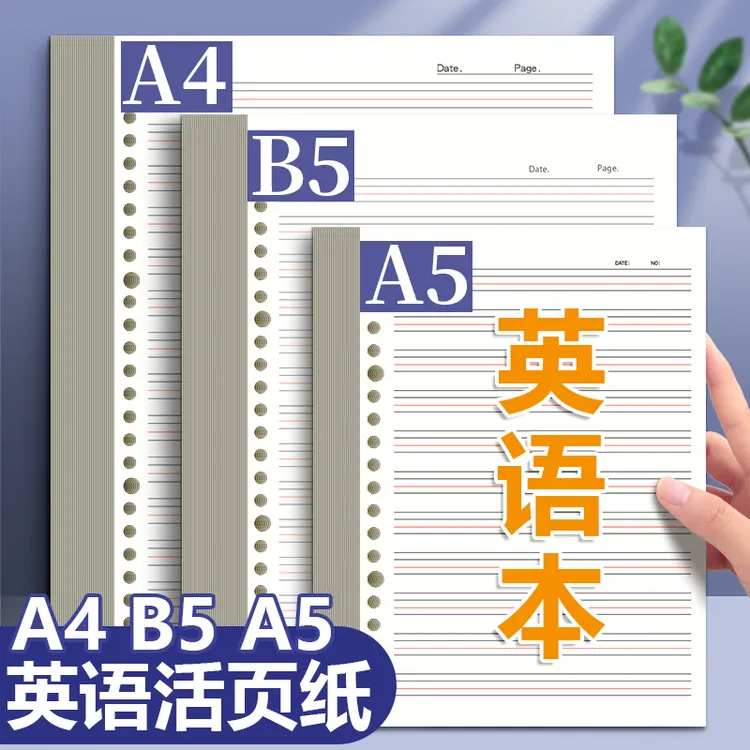 英语活页本替芯16k可拆卸20孔a5高中单词英文本可换替芯四线三格