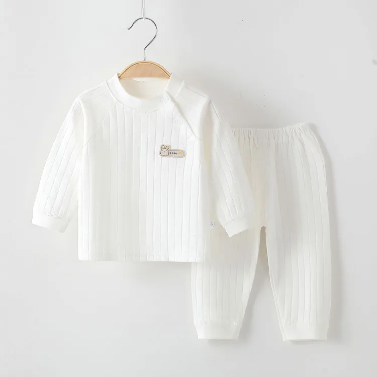 婴儿纯棉分体内衣套装家居服男女童长袖贴身睡衣打底春秋款