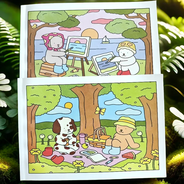 新款超可爱博比手绘儿童成人涂色书马克笔填色少女治愈系可撕线