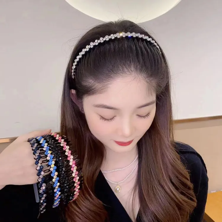 韩式水钻简约防滑带齿发箍碎发发箍洗脸成人发箍头饰