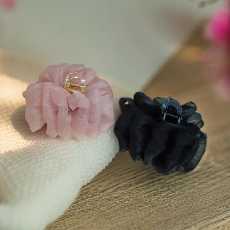 2024春夏新款银丝纱云朵泡泡抓夹手工气质Z245发夹头饰手工气质